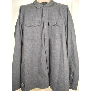 Fly Society Mens Flannel Shirt‎ XL Charcoal Gray Wool Blend Streetwear Skater